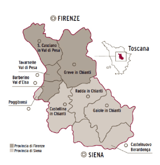 Carte des vins de Toscane