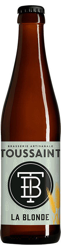 Bouteille de bière artisanale la blonde brasserie Toussaint