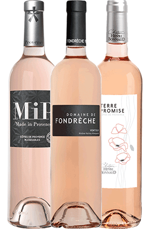 Bouteilles de vin rosés de Provence