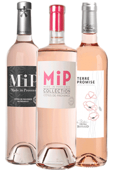 Bouteilles de vin rosés de Provence