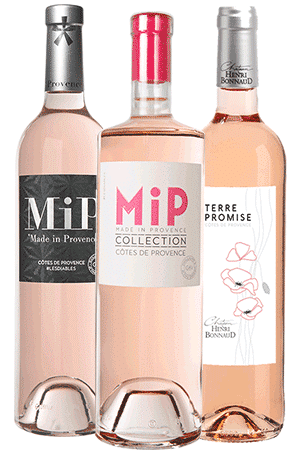 Bouteilles de vin rosés de Provence