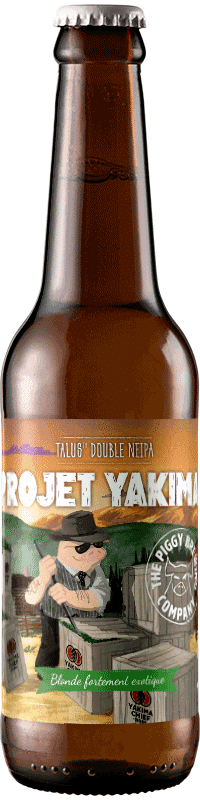 Bouteille de bière Projet Yakima Double NEIPA Brasserie Piggy Brewing Company