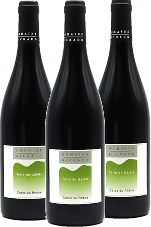 Bouteilles de vin Côtes du Rhône Terre de Galets du Domaine Richaud