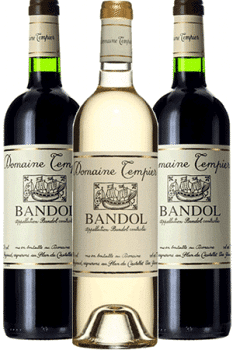 Bouteilles de vin Bandol Rouge et blancdu Domaine Tempier