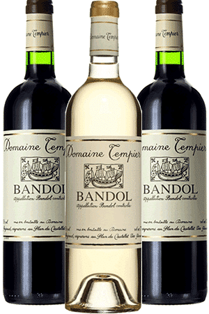 Bouteilles de vin Bandol Rouge et blancdu Domaine Tempier
