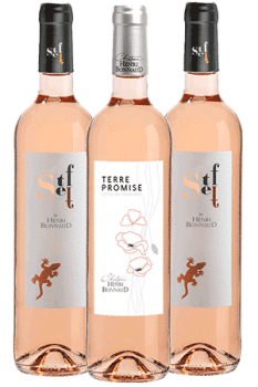 Bouteilles de vins rosés du Château Henri Bonnaud