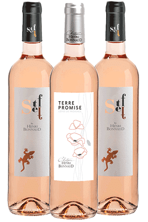 Bouteilles de vins rosés du Château Henri Bonnaud