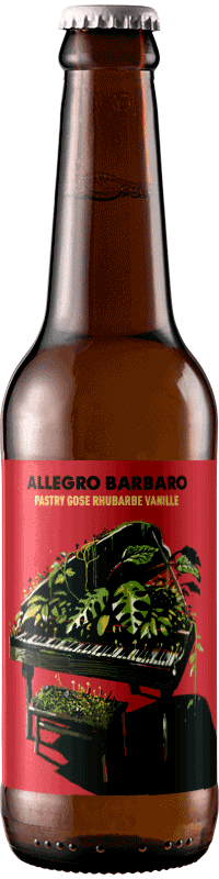 Bouteille de bière artisanale Allegro Barbaro Gose Rhubarbe Brasserie Hoppy Road