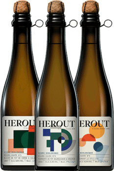 Bouteilles de cidre des 3 micro-cuvées de la Maison Hérout