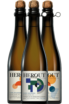 Bouteilles de cidre des 3 micro-cuvées de la Maison Hérout