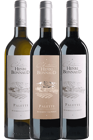 Bouteilles de vin du coffret Découverte du Château Henri Bonnaud en aoc Palette en Provence