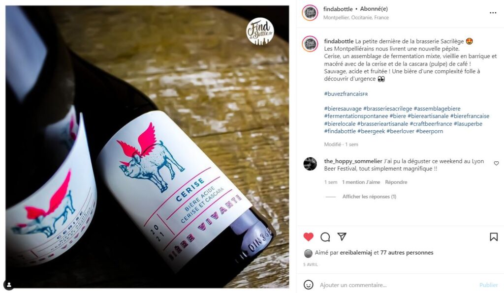 Find a Bottle compte instagram biere brasserie sacrilège