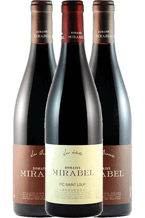 Bouteilles de vin du Coffret Découverte du domaine Mirabel en Pic Saint Loup