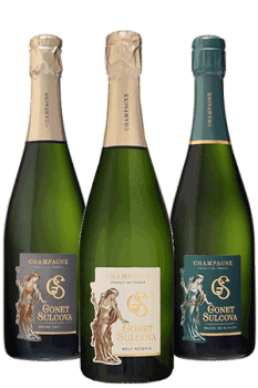 Bouteilles de Champagne Brut de la Maison Gonet-Sulcova
