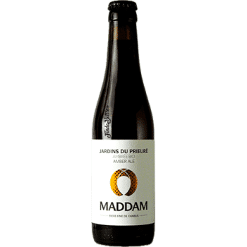 Bouteille de bière artisanale jardins du prieure amber ale Brasserie Maddam